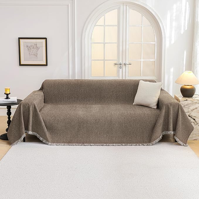 MYSKY HOME Oversized Sofa Covers Couch Covers for 3 Cushion Couch Sofa Pet Friendly, L Shaped Couch Cover Sectional Couch Cover Non Slip Furniture Protector for Kids, 91"x150", Sand - Image 9