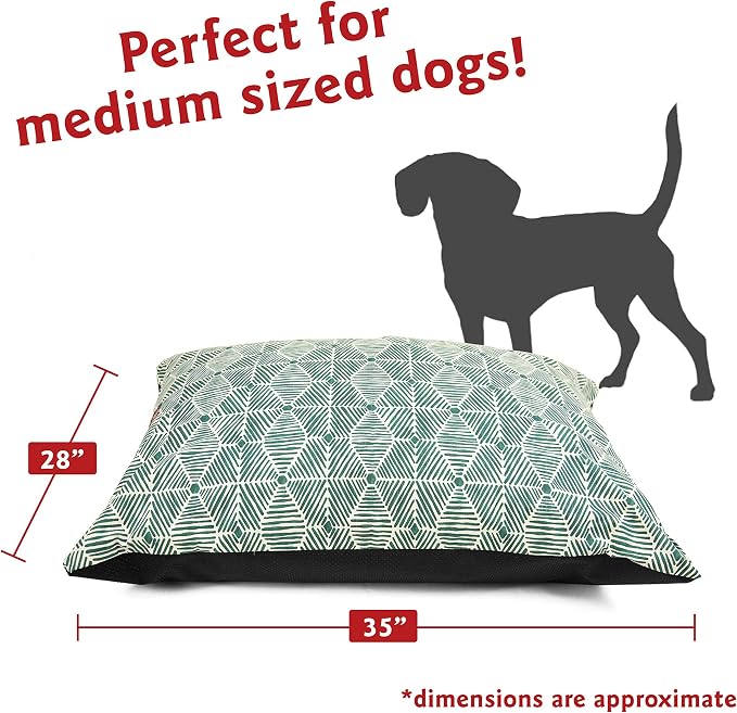 Majestic Pet Rectangle Medium Dog Bed Washable – Non Slip Comfy Pet Bed – Dog Crate Bed Super Value Pillow Dog Bed – Dog Kennel Bed for Sleeping - Dog Bed Medium Breed 35 x 28 Inch – Charlie Emerald - Image 2