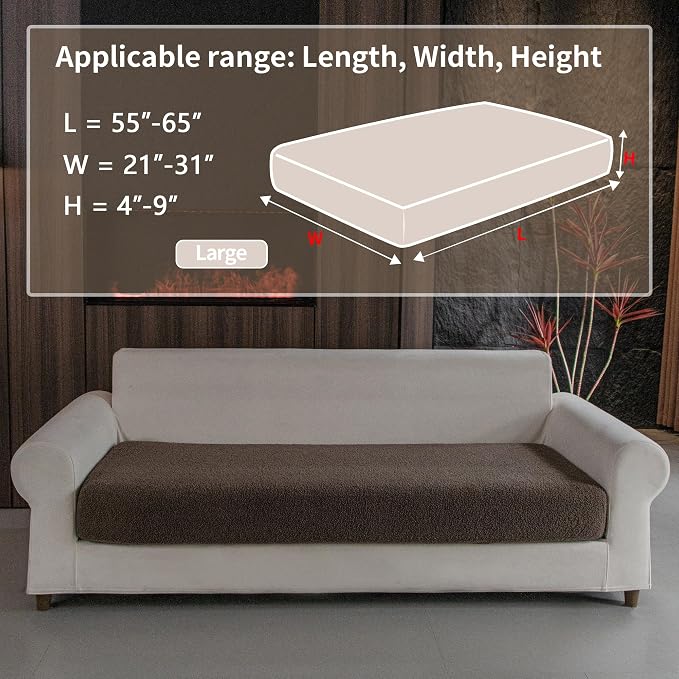 OHSIO Couch Cushion Covers for Sectional Sofa, Stretch Soft Sofa Slipcovers Washable Wear-Resistant Universal Furniture Protector for Living Room(1 Piece Large Cover, Brown) - Image 2