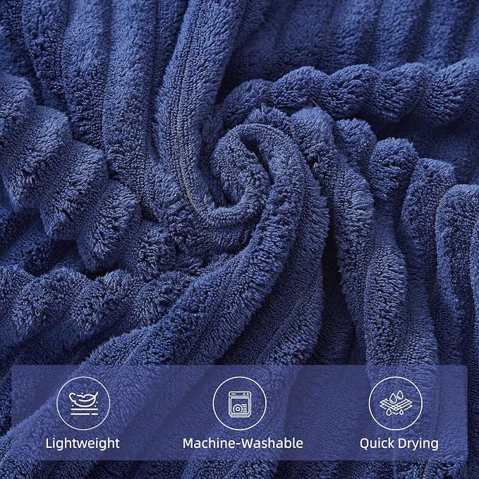 6 Piece Bath Towel Set, 30"x60" Towels, Navy Blue | Microfiber,Quick dry, Highly Absorbent,shower towels for bathroom gym,2 large Bath towels,2 hand towels,2 washcloths - Image 5