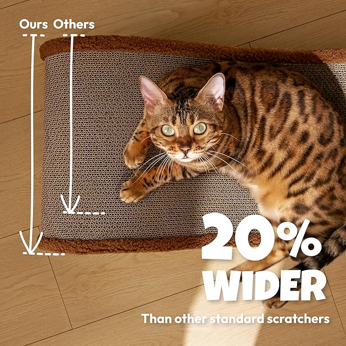Cloud Lounge Cat Scratching Pad, Reversible Scratch Board with Natural Curves for Freestyle Scratching & Ergonomic Support, Extra Wide Cat Bed for Large Cats, Premium Cardboard & Cozy Fabric - Image 6