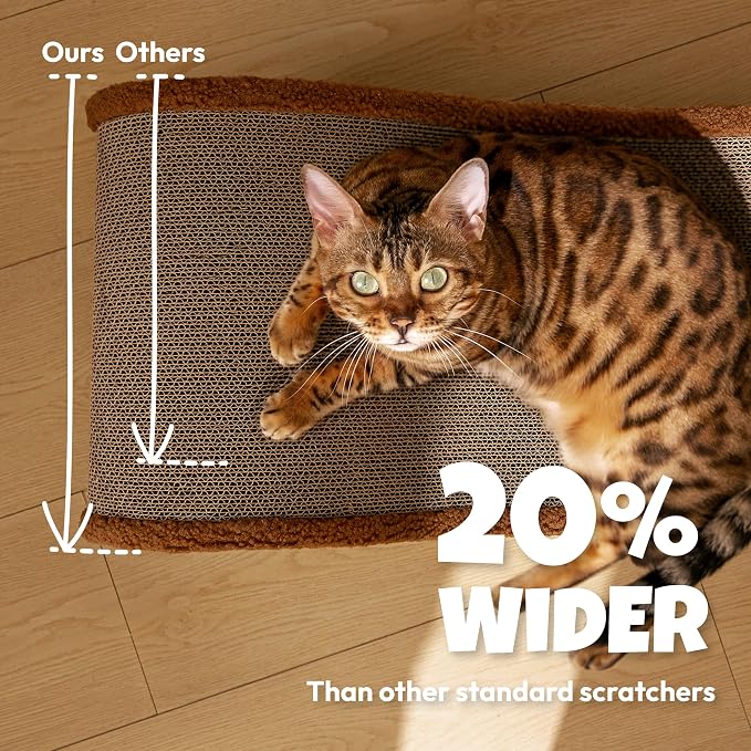 Cloud Lounge Cat Scratching Pad, Reversible Scratch Board with Natural Curves for Freestyle Scratching & Ergonomic Support, Extra Wide Cat Bed for Large Cats, Premium Cardboard & Cozy Fabric - Image 6