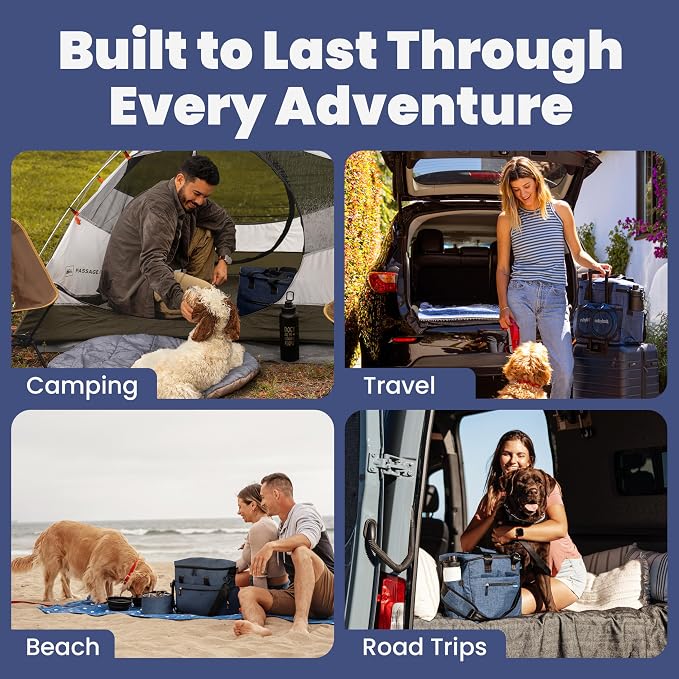 Rubyloo Original Doggy Bag™ Dog Travel Bag for Supplies with Travel Bowls | 2 BPA-Free Collapsible Bowls, 2 Pet Food Containers, TSA-Ready, Road Trips, Camping, Weekend Getaways, Doggy Gift, Navy - Image 4