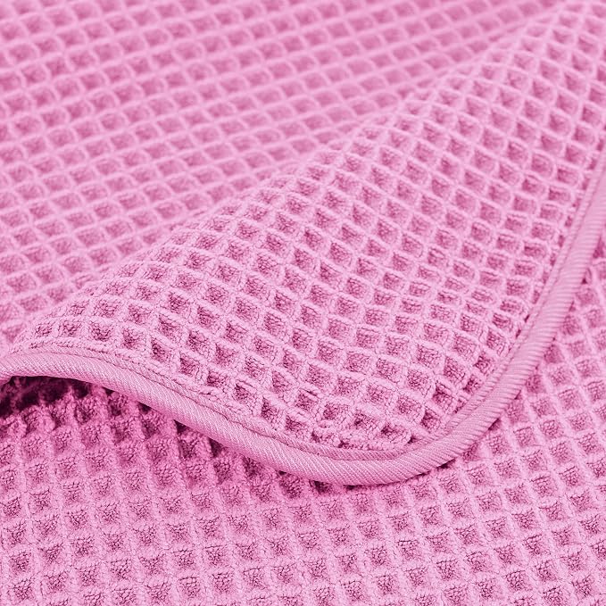 POLYTE 430 GSM Microfiber Oversize Quick Dry Lint Free Bath Towel, 60 x 30 in, 4 Pack (Waffle Weave) - Image 7