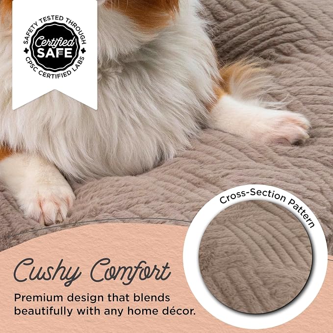Best Friends by Sheri Comfy Crate Sleeper Mat – Plush Low-Pile Dog Bed, 36" x 24", Large & XL Crates, Up to 70 lb Dogs, Machine Washable, Cross Section Pattern, Mushroom - Image 3
