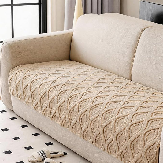 KRFOONN Couch Cover for Dogs Non Slip Washable Plush Sofa Protector Khaki | Pet Sofa Slipcovers for 3 Cushion Couch, Scratch Resistant, Boho Pet Covers for Couches & Sofas (35.5" x 71") by KRFOONN