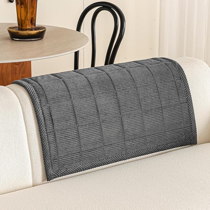 Velvet Couch Covers for Sectional Sofa Washable, Non-Slip L Shaped Sectional Couch Cover, Soft Pet Couch Covers for Sofas, Furniture Slipcovers for Single Sofa(1PC,35"x35",Dark Grey) - Image 2