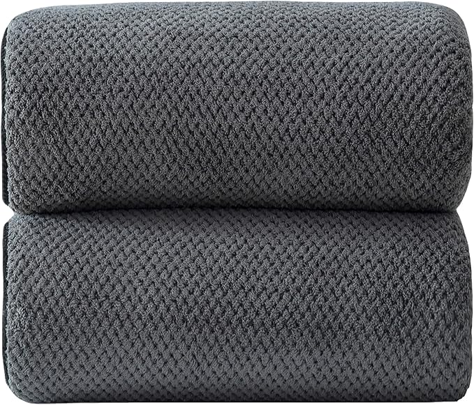 40x80 Inches Bath Sheets Towels for Adults Oversized Bath Towels Extra Large Luxury Super Soft Absorbent Quick Dry Microfiber (Charoal Grey,2PCS) by Akzpe