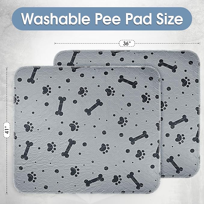 Washable Pee Pads for Dogs 2 Packs 36’’ x 41’’ Washable Puppy Pads Waterproof Dog Pee Mats Heavy Absorbent with Non Slip Bottom for Indoor Pet Training - Image 2
