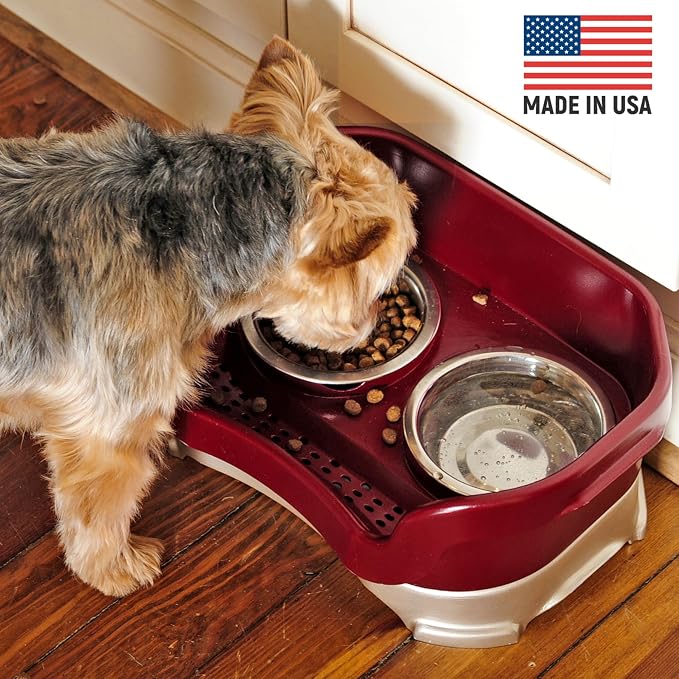 Neater Pet Brands Neater Feeder Deluxe Mess Proof Dog Bowls Elevated for Small Dogs Under 19 lbs, Made in USA, No Spill Raised Dog Food Bowl Stand Feeding Station, Food and Water Bowl Set, Cranberry - Image 4