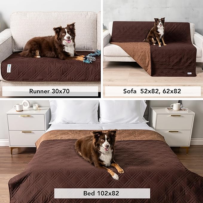 PetAmi Waterproof Couch Cover for Dogs, Non-Slip Leakproof Sofa Furniture Protector for Pet Cat, Machine Washable Bed Blanket for Car Seat, 30x70 Brown - Image 4