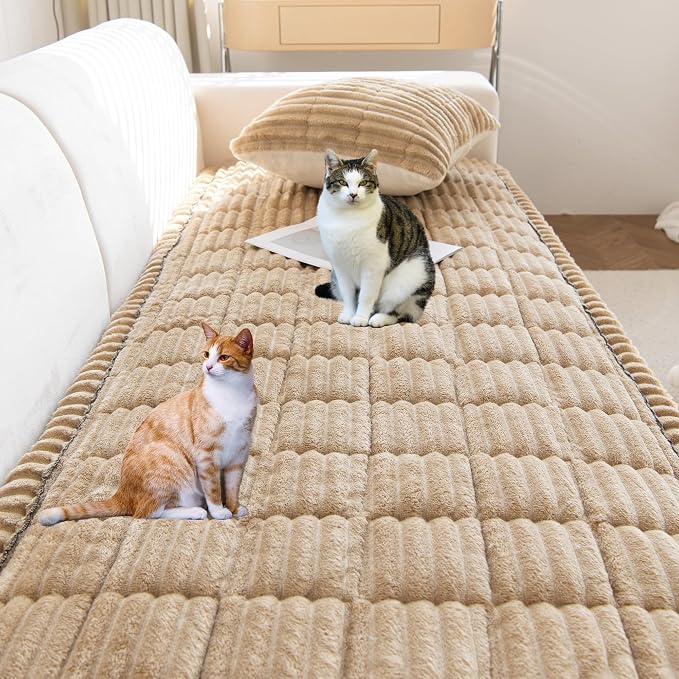 Mivnue Pet Couch Cover, Couch Covers for Dogs, Washable Dog Sofa Covers Couch Protector, Fuzzy Non Slip Couch Slipcover Pet Friendly (Brown, 27.6" x 59.1") - Image 5
