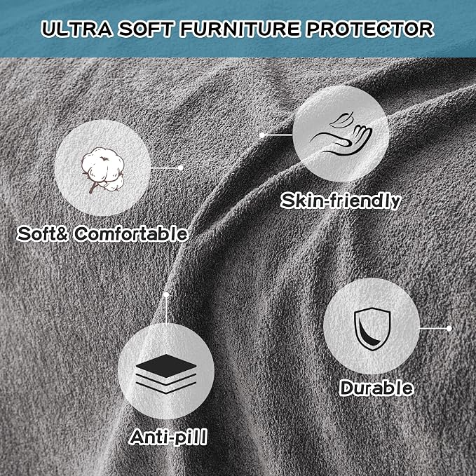 MYSKY HOME Sectional Couch Cover for Dogs, 2 Pieces Couch Covers for L Shape Sofa, Sofa Cover Washable, Furniture Protector Chaise Lounge Cover for 2-3 Cushion Couch (71"x102"+71"x118", Dark Grey) - Image 3