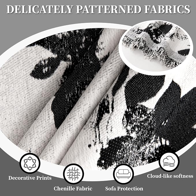 1OO% Waterproof Sectional Couch Covers for Dogs L Shaped Corner Sofa Cover Washable Chenille Sofa Slipcovers Blanket Modern Jacquard Pet Furniture Protector (91"x252", Black Flower) - Image 7