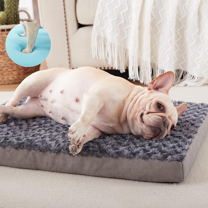 Orthopedic Memory Foam Bed for Medium Dogs, Cooling Crate Mat With Washable, Waterproof Lining, M(29inch,45Lbs) - Image 3