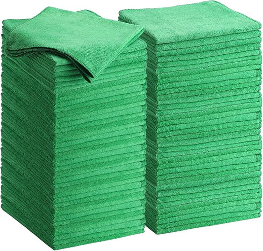Nuenen 140 Pcs Microfiber Cleaning Cloths for Cars Ultra Absorbent Car Towels Drying Reusable Cleaning Supplies House Kitchen Window Microfiber Towel (Green,16 x 16 Inch) by Nuenen