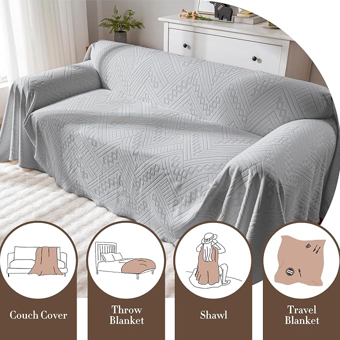 Waterproof Couch Cover, Reversible, Pet-Friendly, Washable and Anti-Slip Sofa Covers for Sofa Protection with 2 Cushions, Ideal Sofa Slipcovers for Dogs and Cats (71×102in/Light Grey) - Image 6