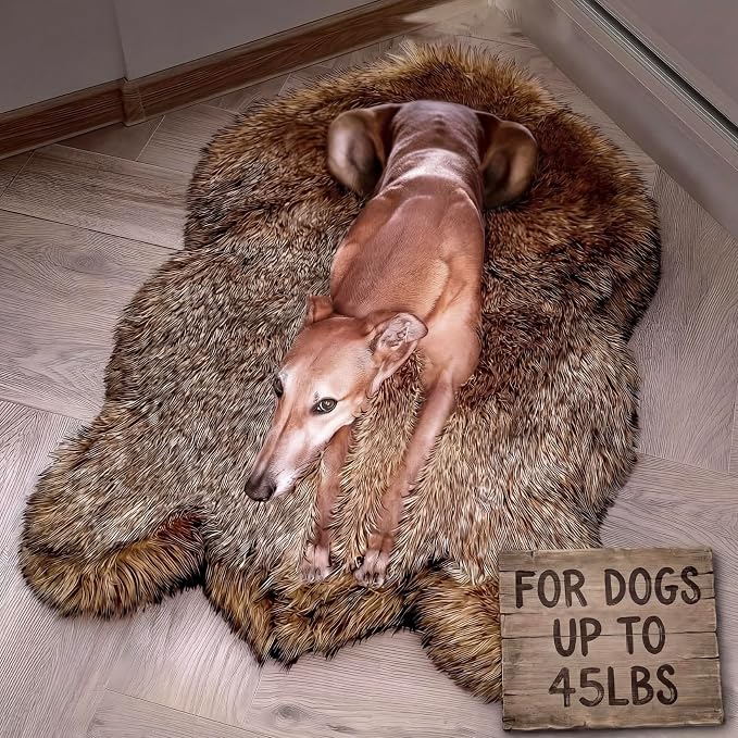 Faux Fur Orthopedic Dog Bed, Memory Foam, Brown 40"x25" | Plush Washable Dog Rug with Waterproof Machine Washable Cover, Calming for Anxious Senior Dogs, Relieves Joints - Image 3