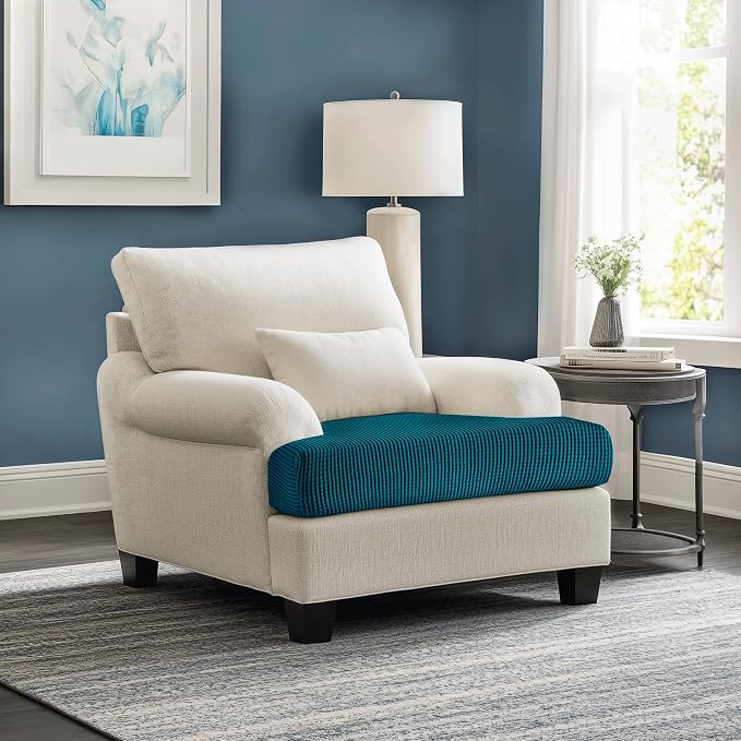 CHUN YI Small Couch Cushion Cover Stretch, Sofa Seat Slipcovers for Pets, Suitable for Armchair Loveseat Sofa with Spandex Jacquard Washable Fabric(Small,Teal) - Image 2