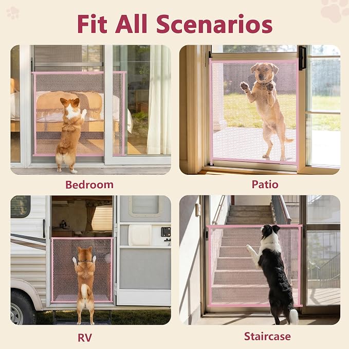 Guardian Steel Pet Grille Screen Door Protector for Dogs Pets Cats Scratch Protector Replacement RV Screen Door Guard Pet Proof Screen Door (Pink, 36 Inch) - Image 6