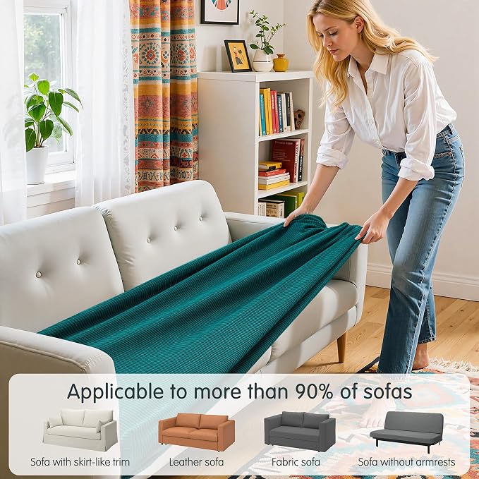 Hokway Couch Cushion Covers Stretch Cushion Covers Sofa Seat Cushion Slipcover Cushion Protector(Teal, Medium) - Image 4