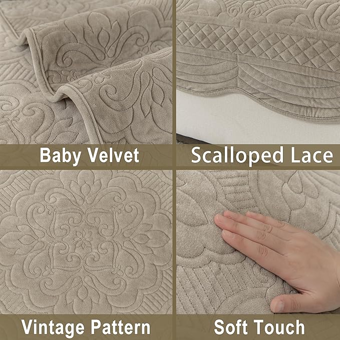 Couch Cover for Sectional Washable,Velvet Sofa Covers for 3 Cushion | Non-Slip Sofa Slipcovers, Couch Covers for Sofa, L Shaped Furniture Protector for Pet Dogs, Taupe, 36"X83" (Only 1 Pcs) - Image 4