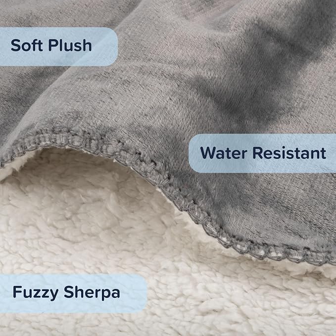 PETMAKER Dog Blanket - 60x80in Reversible Sherpa Blanket - Throw Blankets for Bed, Couch, Crate, or Car - Machine Washable Puppy Essentials (Gray) - Image 3