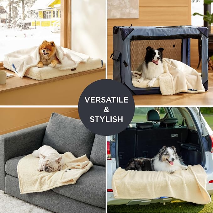 Bedsure Self Warming Dog Blankets for Small Dogs Waterproof - 25"X35" White | Soft Plush Sherpa Fleece Cat Puppy Blanket Washable for Couch Protector Reversible, Cozy Calming Throw Warm for Pet - Image 5