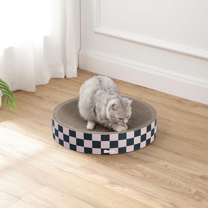 CSR1010C Nelson 20.13" Modern Cardboard Round Bowl Cat Scratcher with Catnip, Peony - Image 7