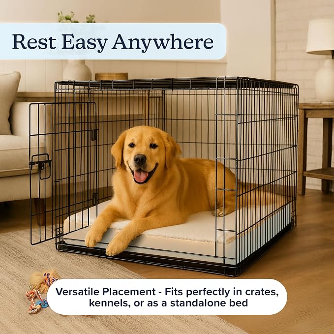 PETMAKER Orthopedic Dog Bed - 2-Layer Memory Foam Bed with Machine Washable Sherpa Top Cover - 36x27 Mattress for Large Dogs up to 65lbs (Tan) - Image 6