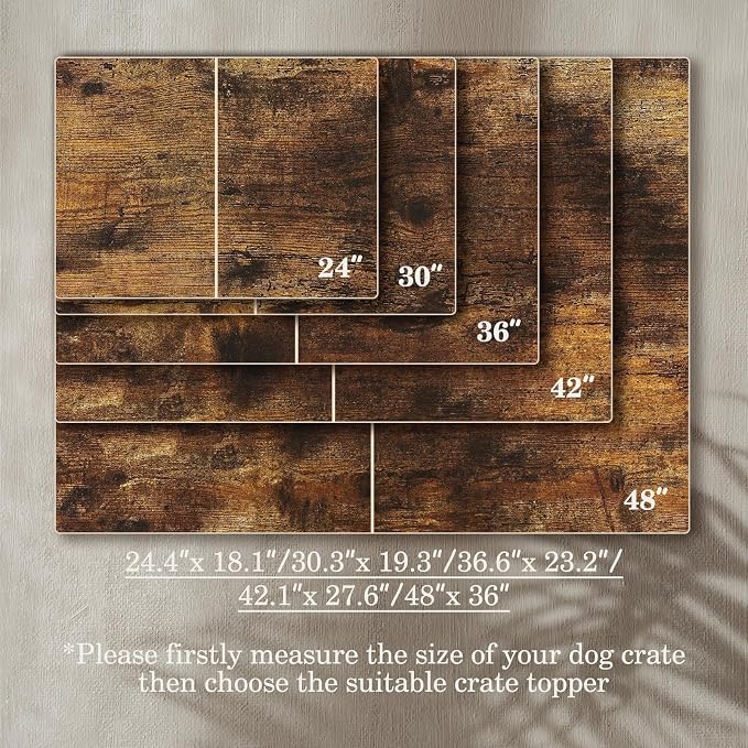 VIE DE AMAN Dog Crate Topper Wood for 24 30 36 42 48 inch Cages, Table Foldable Dog Kennel Topper with Tassel Curtain, Rustic Style Top Rustic Brown(Dog Crate Not Include) - Image 6