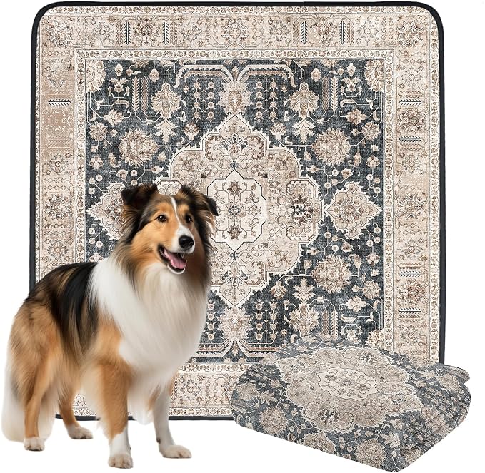 Non-Slip Dog Washable Pee Pads Extra Large 72" x 72", Boho Reusable Pet Training Pad for Playpen, Waterproof Doggie Rug Washable for Puppy Crates, Whelping Pad, Dog Rug Indoor by Dogcator