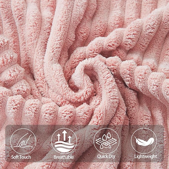6 Piece Bath Towel Set, 30"x60" Microfiber Towels, Pink | Quick dry, Highly Absorbent,shower towels for bathroom gym,2 large Bath towels,2 hand towels,2 washcloths - Image 5