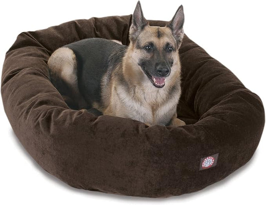 Majestic Pet 52 Inch Large Dog Bed for Big Dogs, Washable Orthopedic Donut Cuddle Bed with Bolster, Calming Pet Bed for Large Sized Dog, Micro-Velvet Villa Storm by MajesticPet