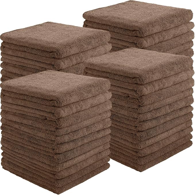 Shimeyao 40 Pack Bleach Proof Towels Microfiber Absorbent Resistant Hair Hand Towels Bulk Quick Dry 16 x 29 Inches for Barber Gym Bath Spa Shaving (Brown) by Shimeyao