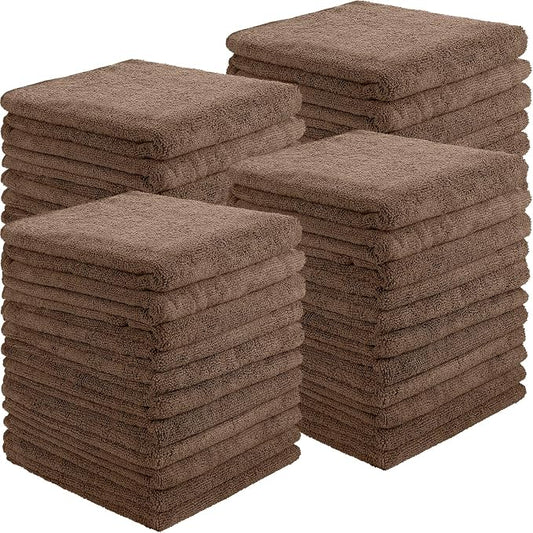 Shimeyao 40 Pack Bleach Proof Towels Microfiber Absorbent Resistant Hair Hand Towels Bulk Quick Dry 16 x 29 Inches for Barber Gym Bath Spa Shaving (Brown) by Shimeyao