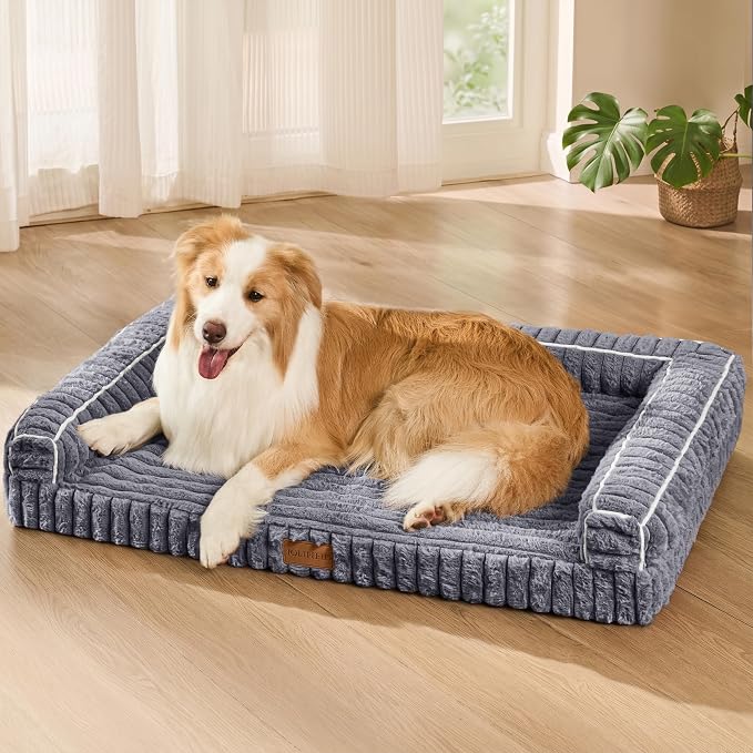Orthopedic Calming Medium Dog Bed Pet Sofa Bed 30''X20'' Grey | 3-Sided Pet Couch Medium Size Dog, Soft Egg-Crate Foam Dog Mat, Waterproof Removable Washable Cover, Nonskid Bottom Cat Bed - Image 2