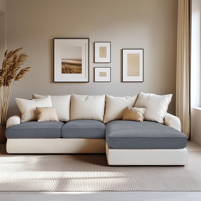 Hokway Stretch Chaise Cover Individual Couch Cushion Slipcovers Reversible Cushion Protector Slipcovers Sofa Cushion Protector Covers (Chaise Cover, Lightgrey) - Image 2