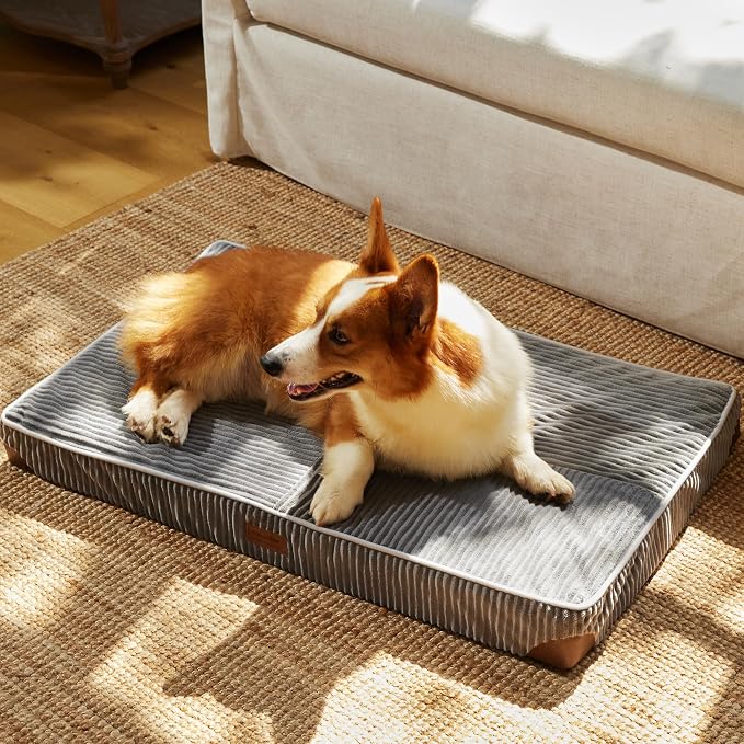 FUKUMARU Large Dog Bed, Thickened Waterproof Dog Mat with Washable Cover | Corduroy Orthopedic Dog Bed for Crate, 28D Egg Crate Foam Support Pet Mat, Cozy Flat Dog Pad with Anti-Slip Bottom - Image 8