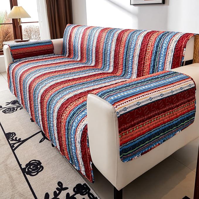 EVENHUG Boho Sofa Cover for 3 Cushion Couch Sofa Slipcover Washable 3 seat Couch Cover Furniture Protector Cover with Elastic Straps for Pets Kids Dog Cat (Sofa) - Image 4