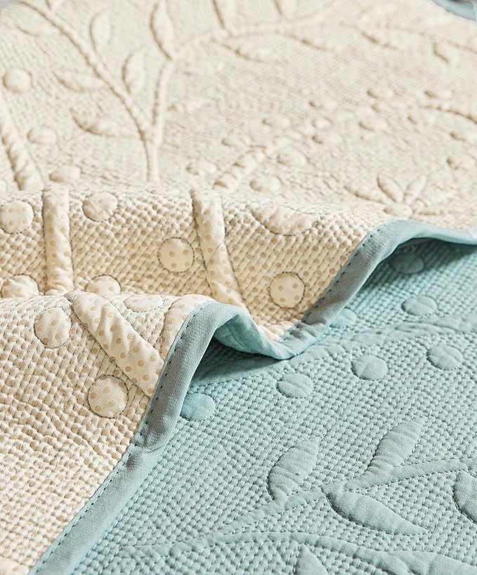 Leaf Floral Cotton Quilted Dog Couch Cover for Sofa Farmhouse Rustic Embroidered Sectional Couch Cover Soft Anti-Slip Sofa Slipcover Furniture Protector for Kids, Pets (Blue,43"x43") - Image 7