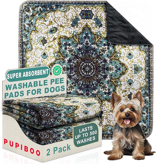 PUPIBOO Washable Pee Pads for Dogs and Cats - Super Absorbent Reusable Puppy Training Pads - 100% Waterproof, Leak-Proof & Non-Slip Whelping Pads for Pet Housebreaking by PUPIBOO