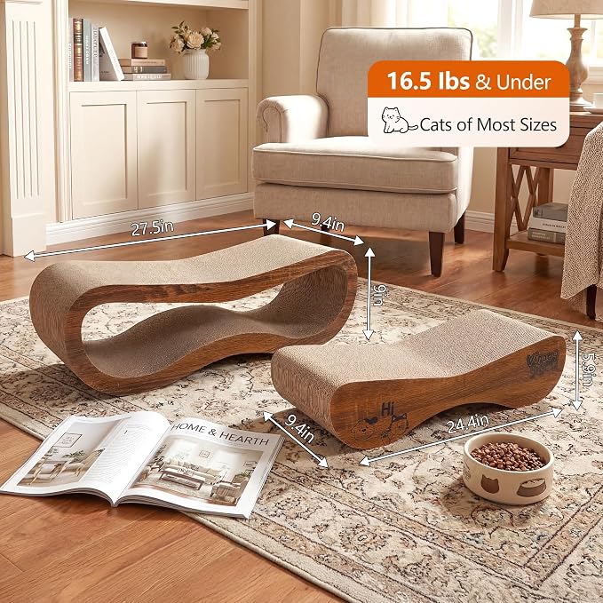 Cat Scratcher 2 in 1 Scratchers for Indoor Cats Scratching Board Cardboard | Horizontal Corrugated Scratch Pad for Cats as Beds & Furniture Reversible Sofa Scratch - Image 2