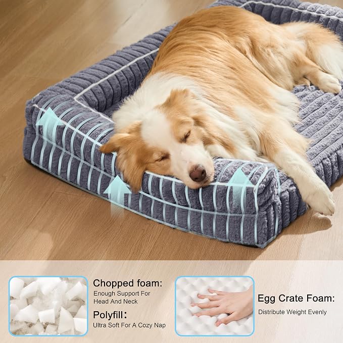 Orthopedic Calming Medium Dog Bed Pet Sofa Bed 30''X20'' Grey | 3-Sided Pet Couch Medium Size Dog, Soft Egg-Crate Foam Dog Mat, Waterproof Removable Washable Cover, Nonskid Bottom Cat Bed - Image 3