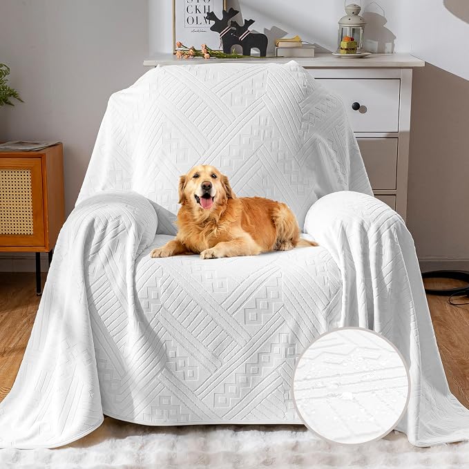 Waterproof Recliner Chair Cover, Anti-Slip Reclining Sofa Covers, Washable Durable Breathable Couch Covers with Reversible Design, Pet Furniture Protector for Dogs Cats 71x91in/White by YUEANG