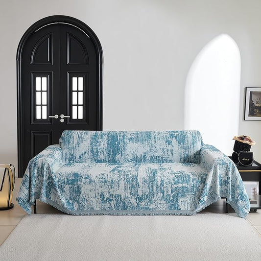 MYSKY HOME Couch Cover for Sectional Sofa Set Sage Geometric Furniture Sofa Cover Washable for Dog Cat Pets Couch Cover 3 Seat Sofa Chenille Couch Protector Multi-Use Couch Covers Blanket,91" X150" by MYSKYHOME