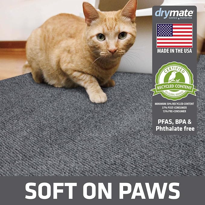 Drymate Cat Litter Box Mat, Litter Trapping Mat, Grey, 28x36 XL | Waterproof, Urine-Proof, Absorbent, Machine Washable, Soft on Paws, Contains Mess, Protects Floors, Kitten Supplies, USA Made - Image 3