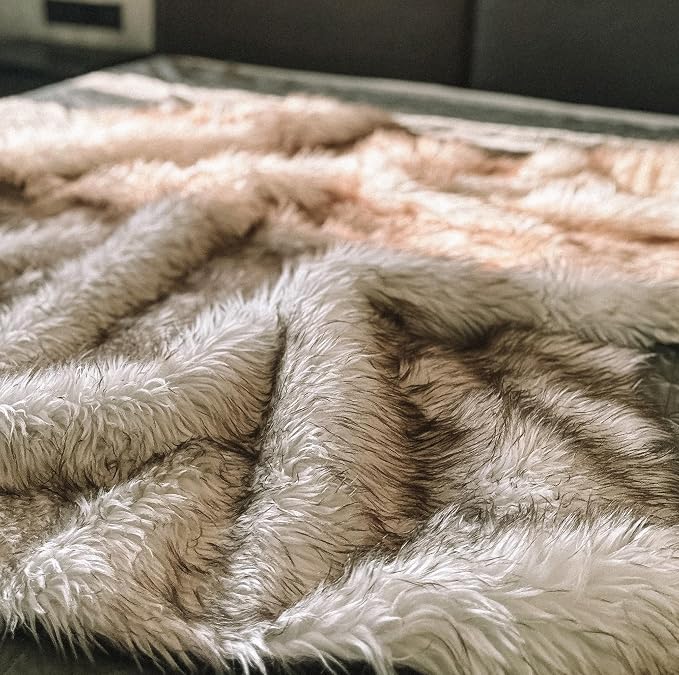 Faux Fur Dog Blanket, Waterproof Couch Cover, White w/ Brown Tips 60"x50" | Plush Sheepskin Style Pet Throw for Sofa, Bed, and Car, Washable Furniture Cover that Protects From Fur and Spills - Image 9