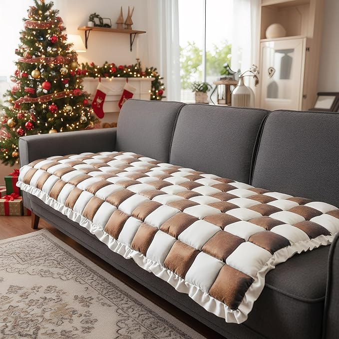 LiveGo Couch Cover for Dogs Washable, Sofa Cover Protector, Couch Covers for 3 Cushion Couch Sofa Pet Friendly, Soft, Non Slip (Coffee, 70x150 cm / 27.6x59.06 in) by LiveGo