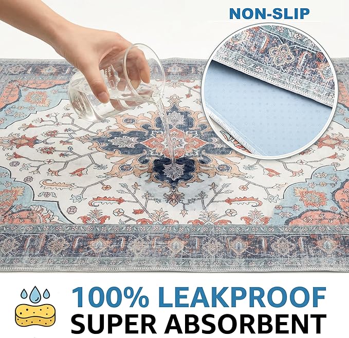 Washable Pee Pads for Dogs,Great Urine Absorbent Reusable Puppy Training Pads,Waterproof,Leak-Proof & Non-Slip Potty Pads for Whelping,Crate,Playpen,Bed.(Blue Floral,72"x72") - Image 3